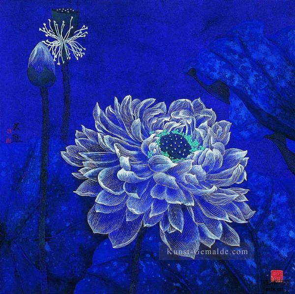 blaue Blumen traditionellen chinesischen Ölgemälde